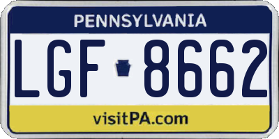PA license plate LGF8662