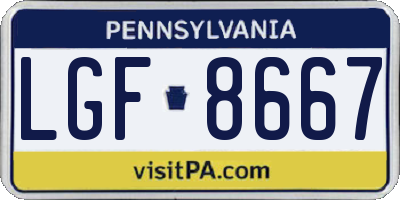 PA license plate LGF8667