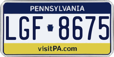 PA license plate LGF8675