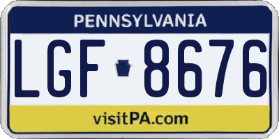 PA license plate LGF8676