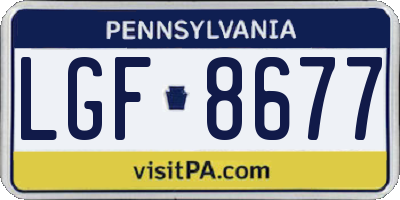 PA license plate LGF8677