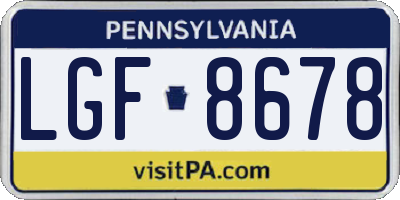 PA license plate LGF8678