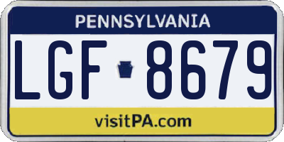 PA license plate LGF8679