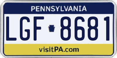 PA license plate LGF8681