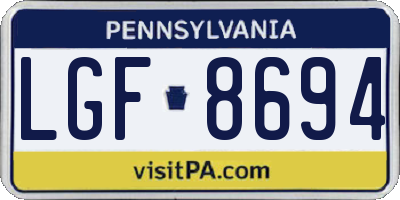 PA license plate LGF8694