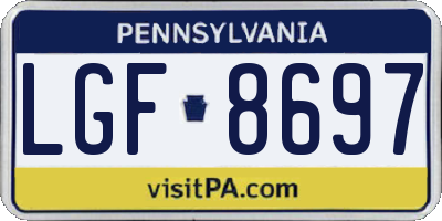 PA license plate LGF8697