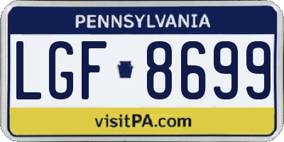 PA license plate LGF8699
