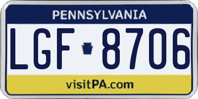 PA license plate LGF8706