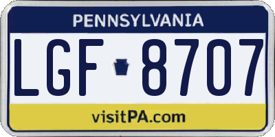 PA license plate LGF8707