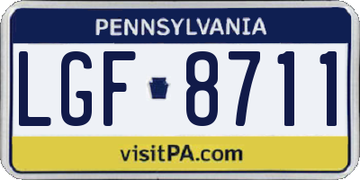 PA license plate LGF8711