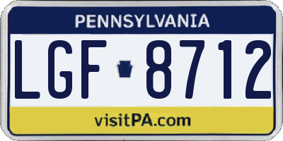 PA license plate LGF8712
