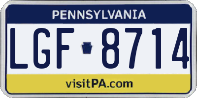 PA license plate LGF8714