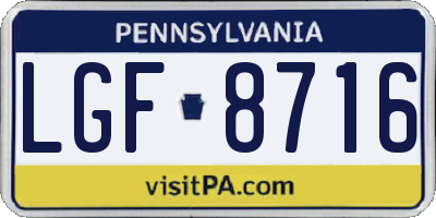 PA license plate LGF8716