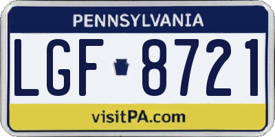 PA license plate LGF8721