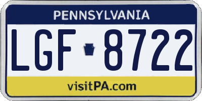 PA license plate LGF8722