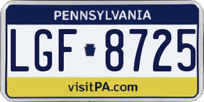 PA license plate LGF8725