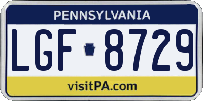 PA license plate LGF8729