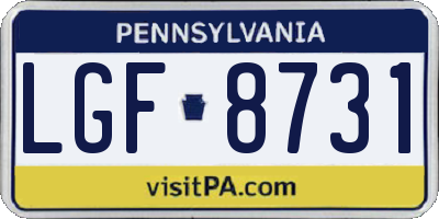 PA license plate LGF8731