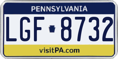 PA license plate LGF8732