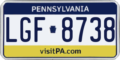 PA license plate LGF8738