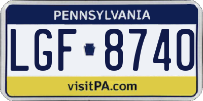 PA license plate LGF8740