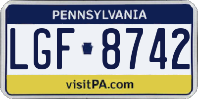 PA license plate LGF8742