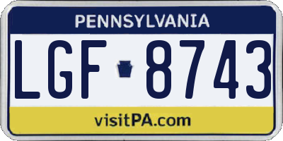 PA license plate LGF8743