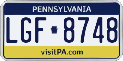 PA license plate LGF8748