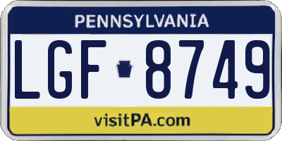 PA license plate LGF8749