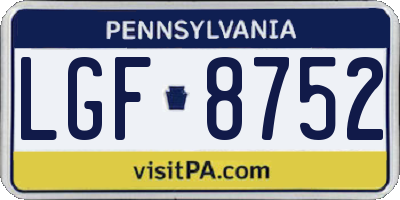 PA license plate LGF8752