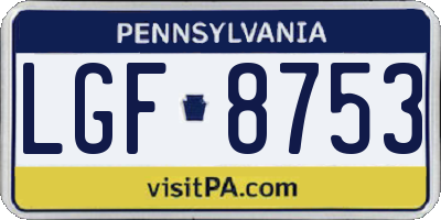 PA license plate LGF8753