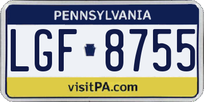 PA license plate LGF8755