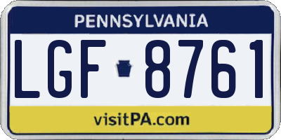PA license plate LGF8761