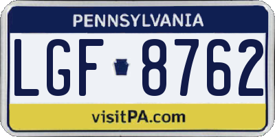 PA license plate LGF8762