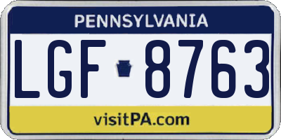 PA license plate LGF8763
