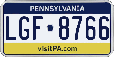 PA license plate LGF8766