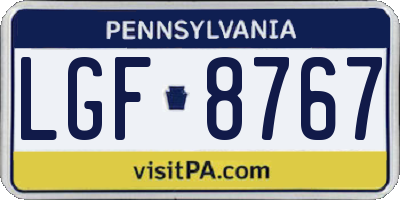 PA license plate LGF8767
