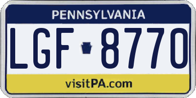 PA license plate LGF8770