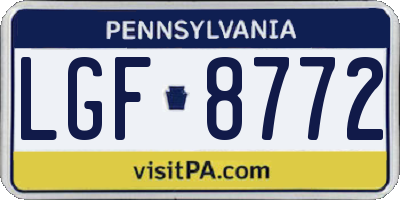 PA license plate LGF8772