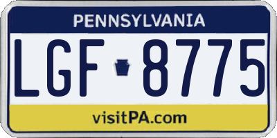 PA license plate LGF8775