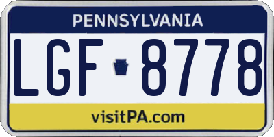 PA license plate LGF8778