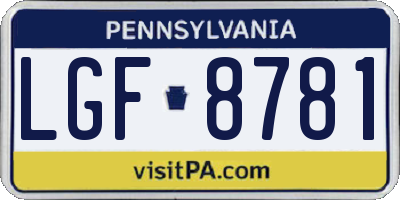 PA license plate LGF8781