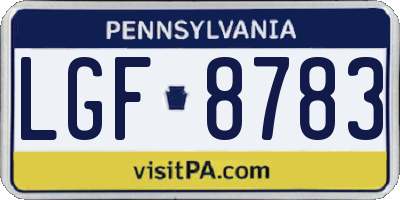 PA license plate LGF8783
