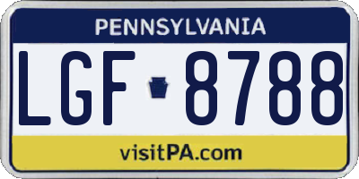PA license plate LGF8788