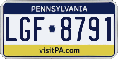 PA license plate LGF8791