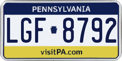 PA license plate LGF8792