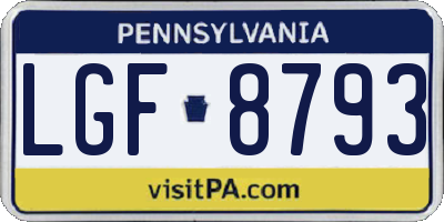 PA license plate LGF8793