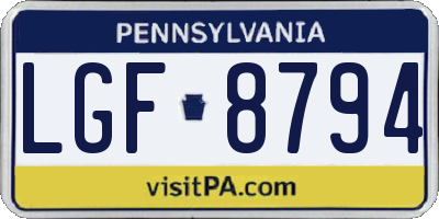 PA license plate LGF8794