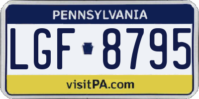 PA license plate LGF8795