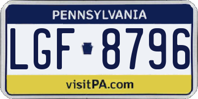 PA license plate LGF8796
